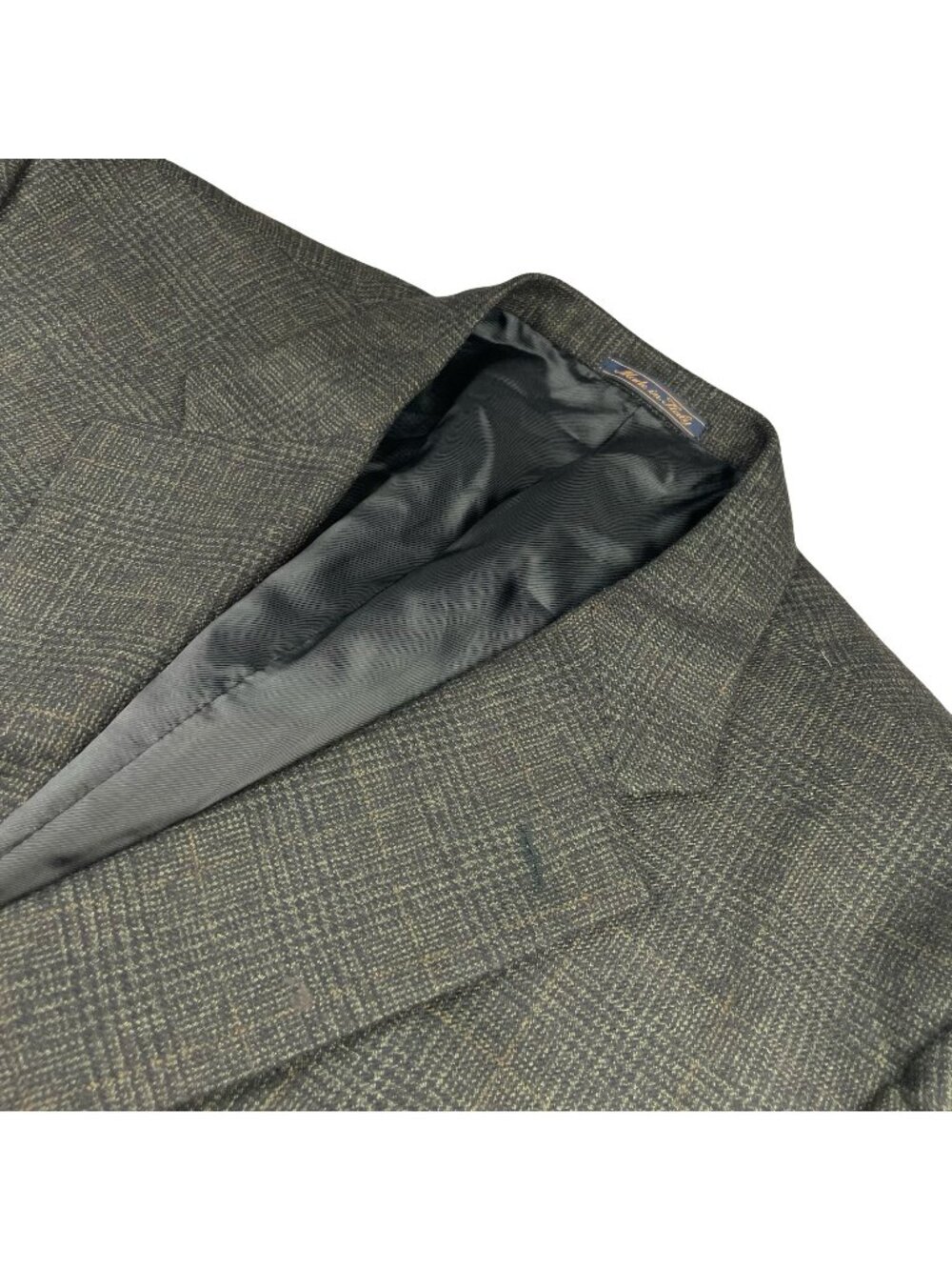 Trussini Men’s Flannel 100% Wool 3-Button Blazer Green/Tan Plaid • Italy • 48R